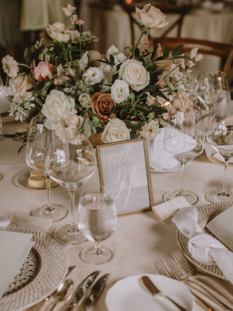 Detailed image of white, cream and blush floral centrepiece 