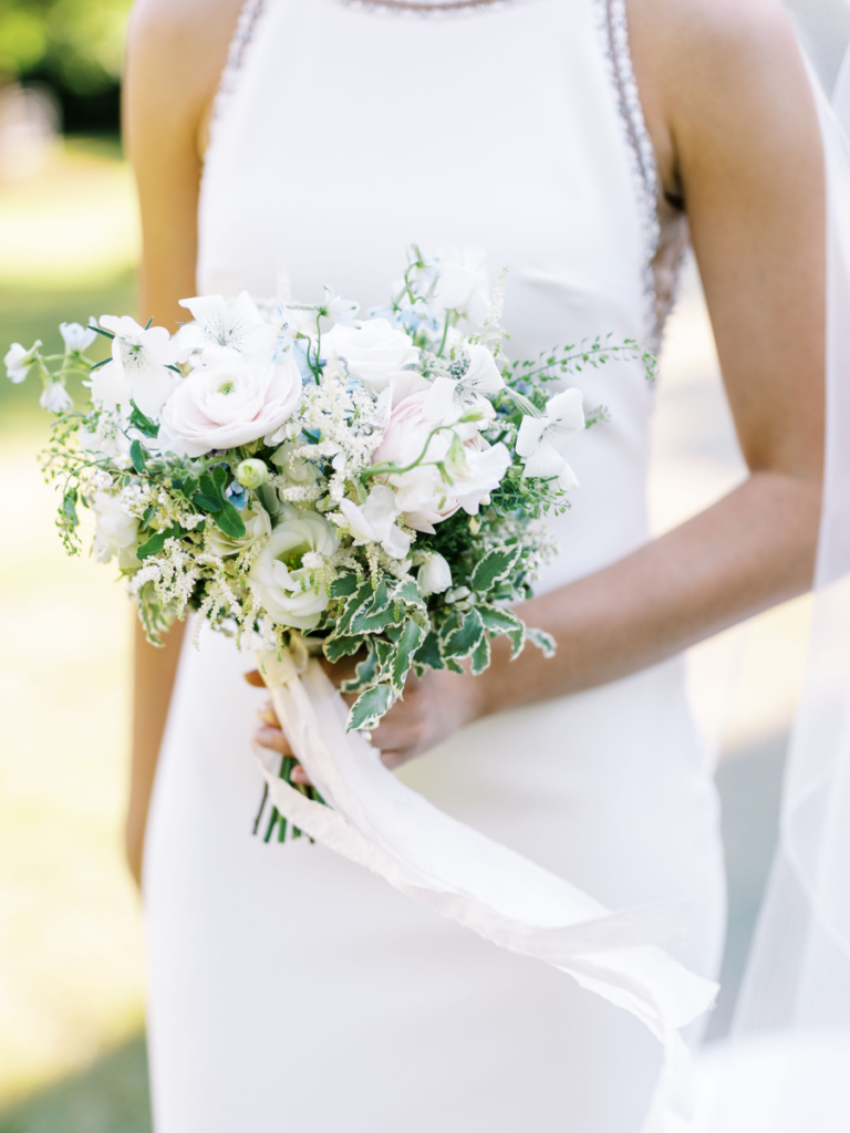Bride holding her posey bridal bouquet