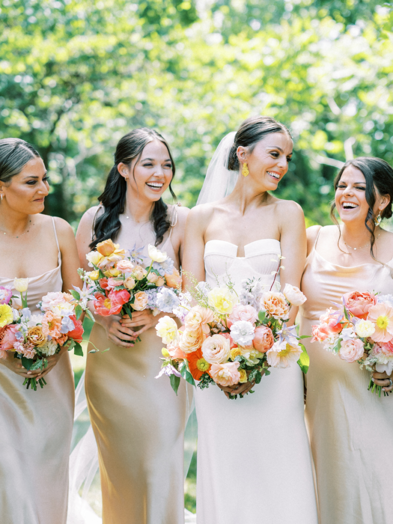 colourful bridesmaid bouquets
