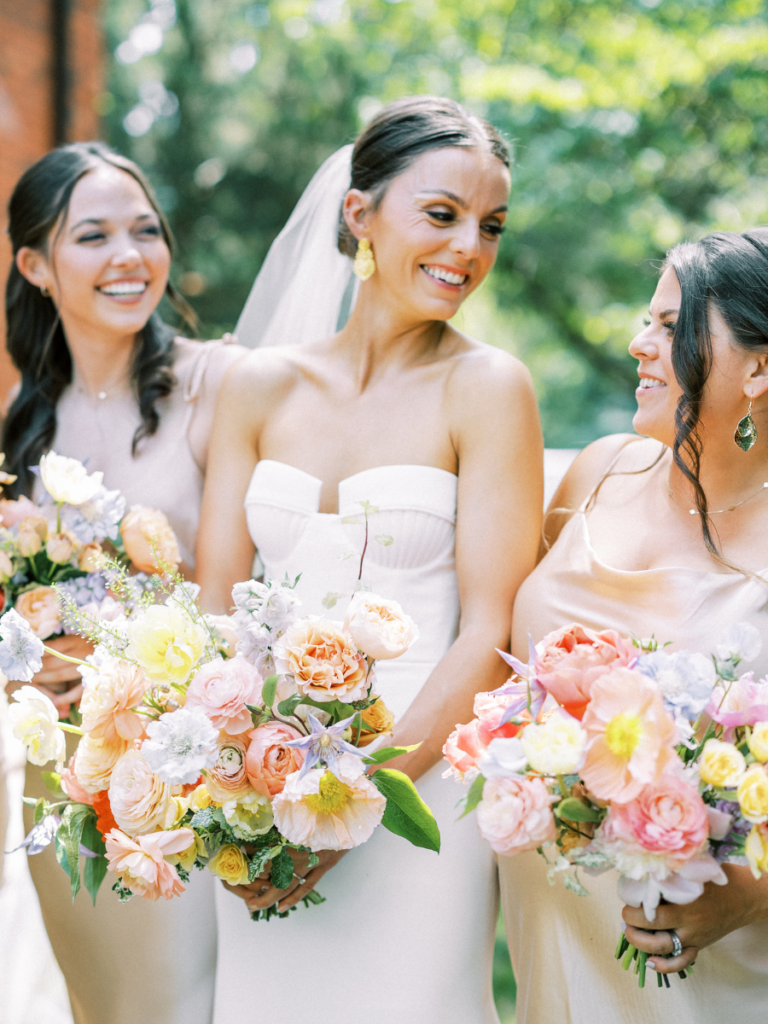 colourful bridesmaid bouquets